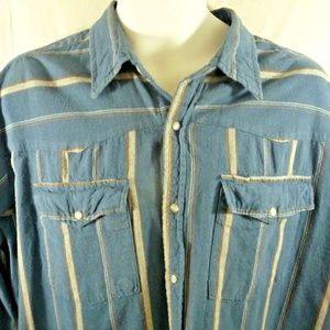 Bit & Bridle Western Shirt 2XL XXL Blue Striped